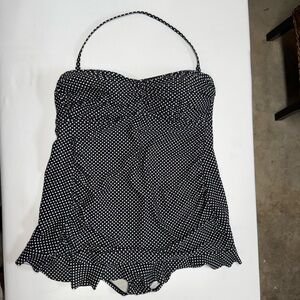 a.n.a Black and White Polka Dot One Piece Swimsuit